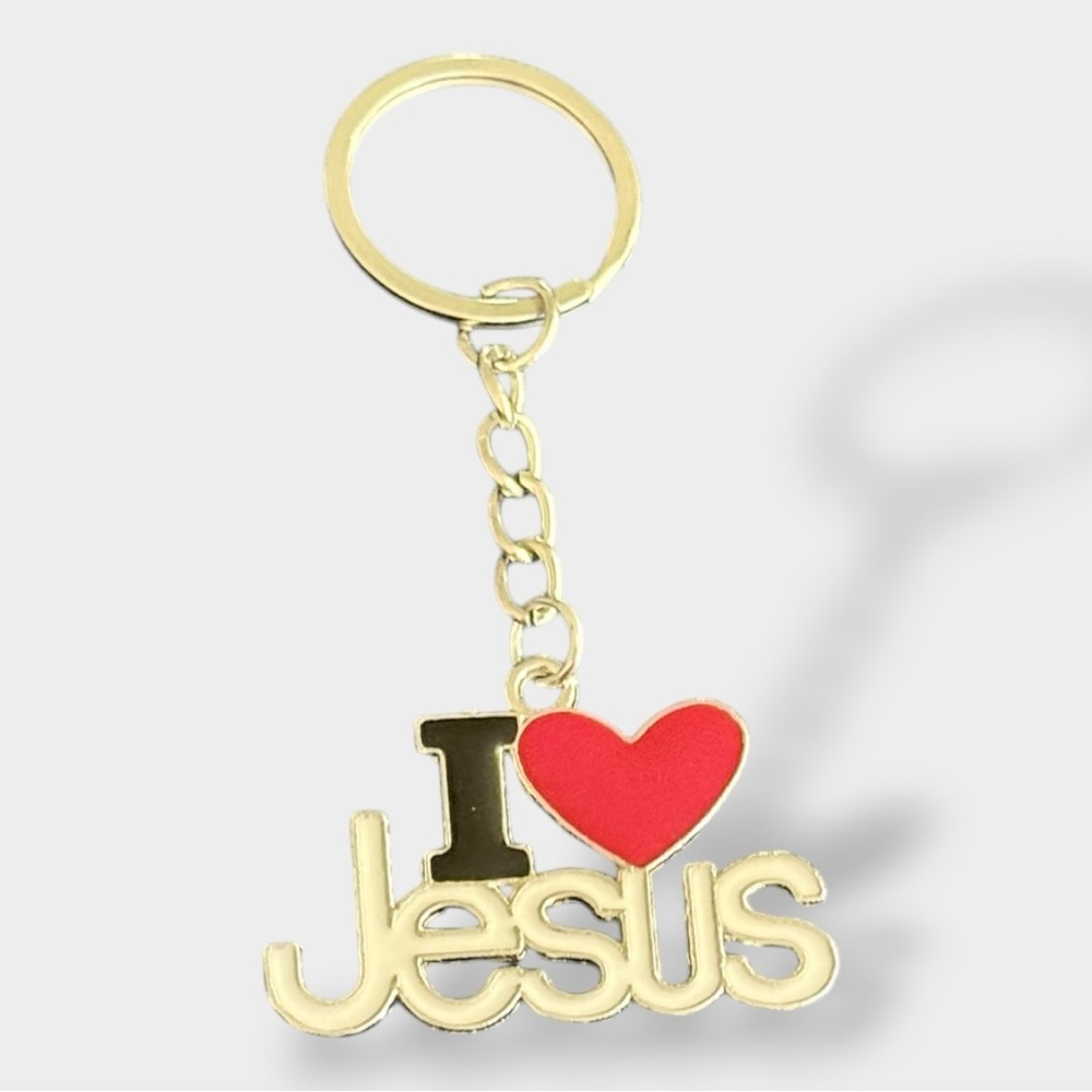 1 “I Love Jesus” Silver Keychain with Red Heart NWOT - Picture 4 of 4